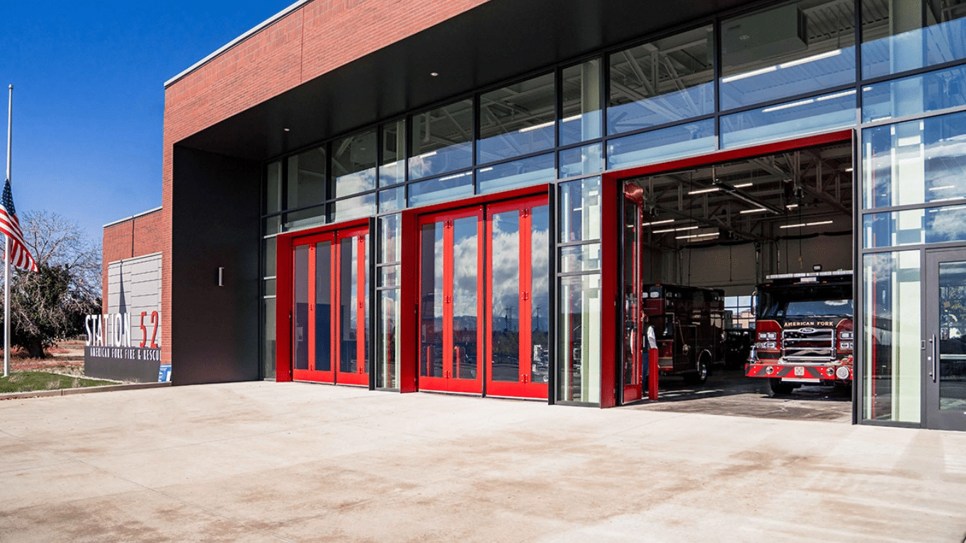 Facade of American Fork Fire Station 52.