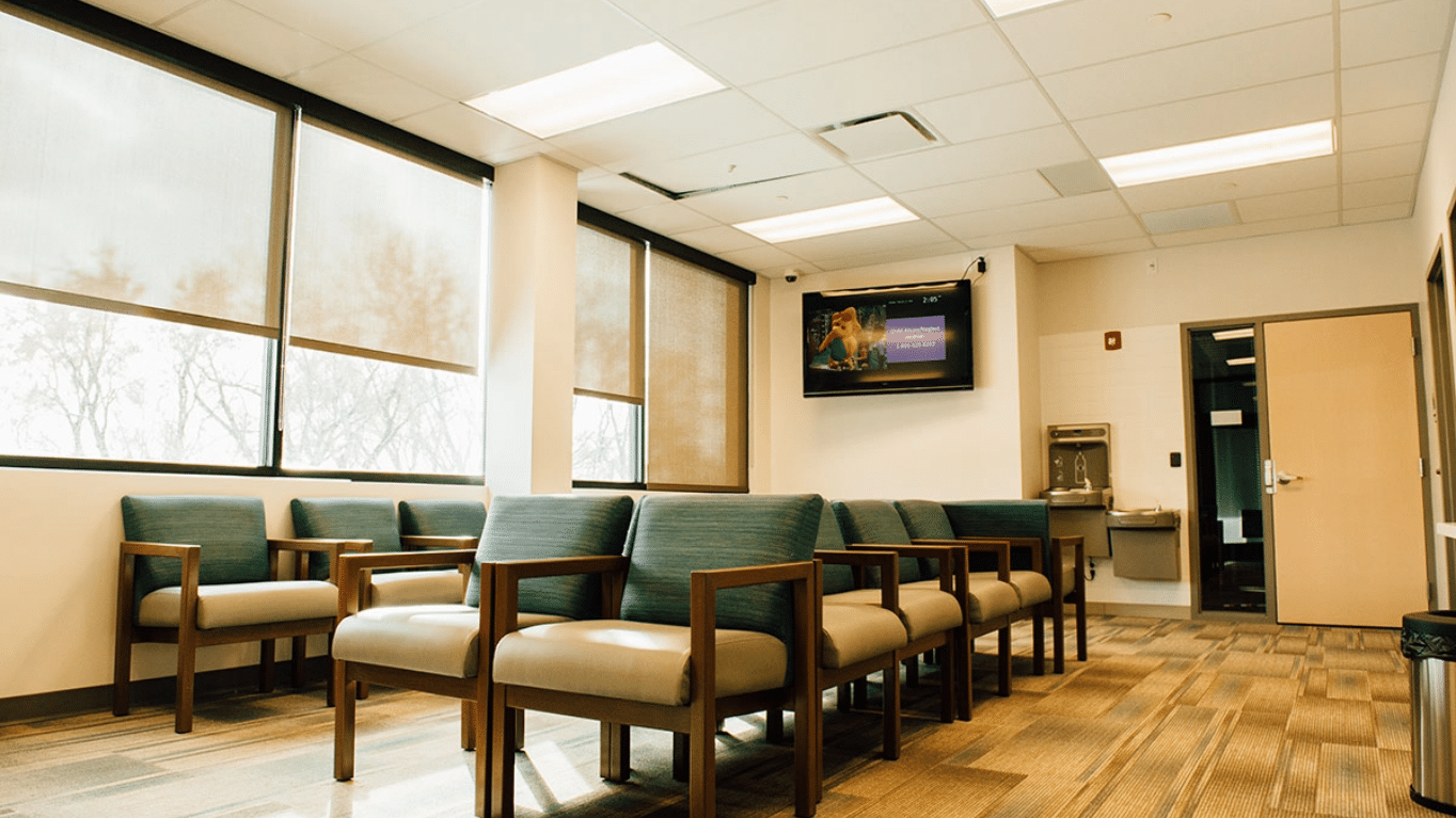 Waiting area inside Utah Department of Human Services Building.