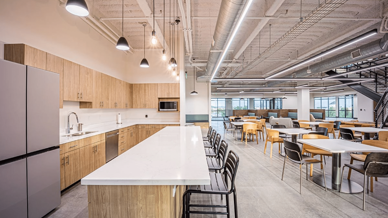 Cafeteria inside Hunter's Grove building.