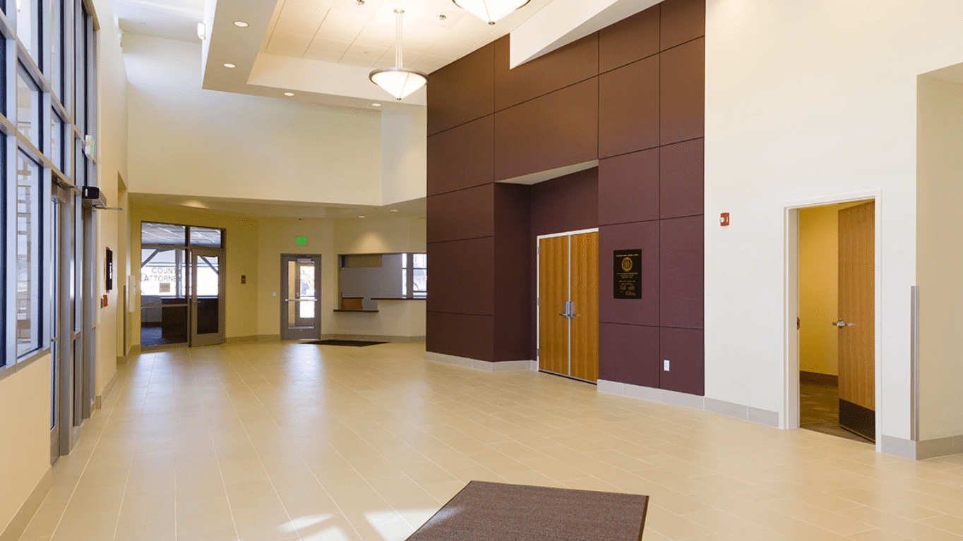 Lobby inside Lincoln County Justice Center.