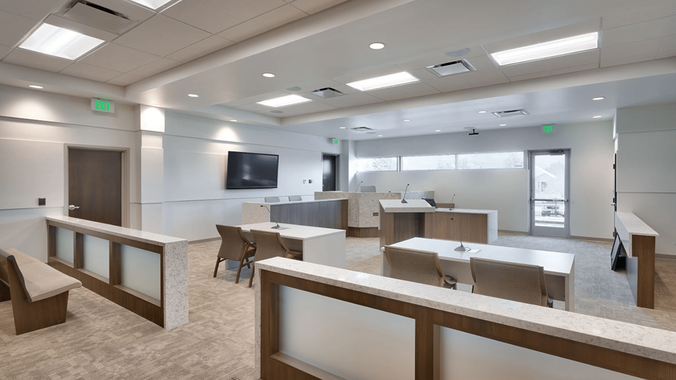 A lecture room inside South Jordan Public Safety Building.