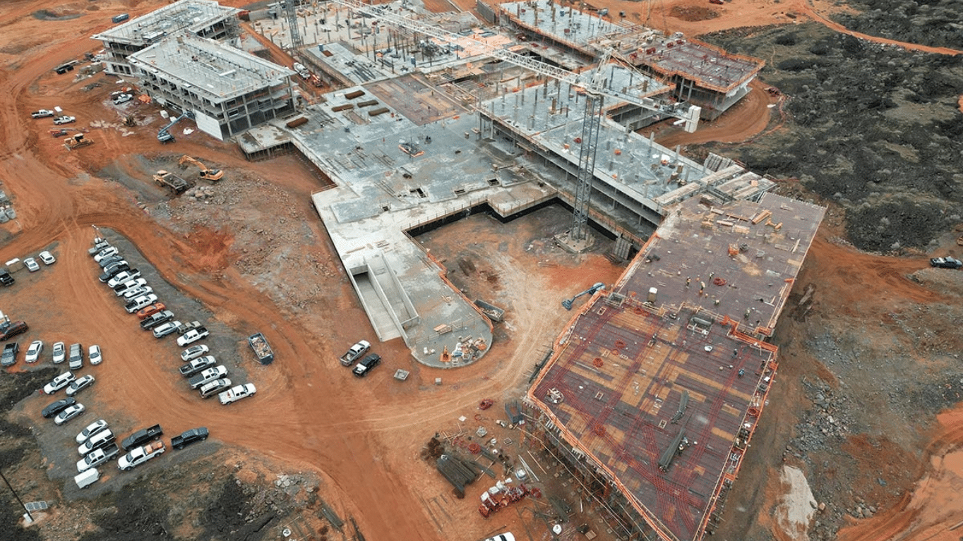 The construction of a building inside Black Desert Resort.